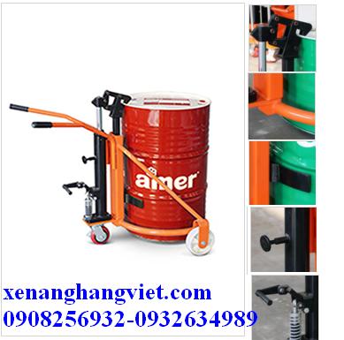Xe nâng thùng phuy DP250 nâng được 250kg, xe nâng kéo thùng phuy